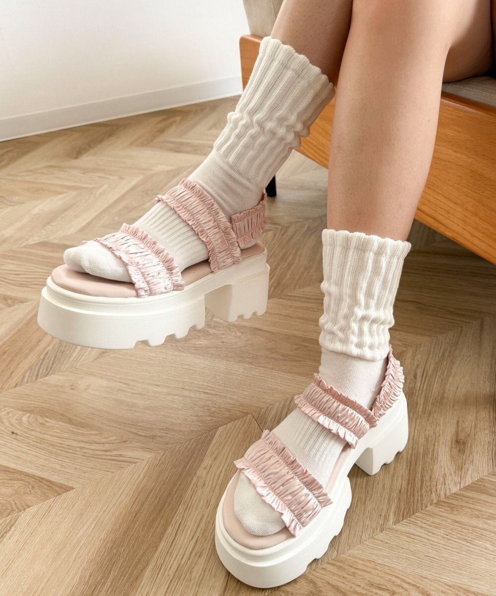 WEGO 厚底フリルギャザーサンダル 