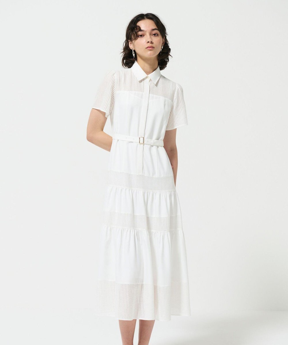 GRACE CONTINENTAL メッシュコンビシャツワンピース 