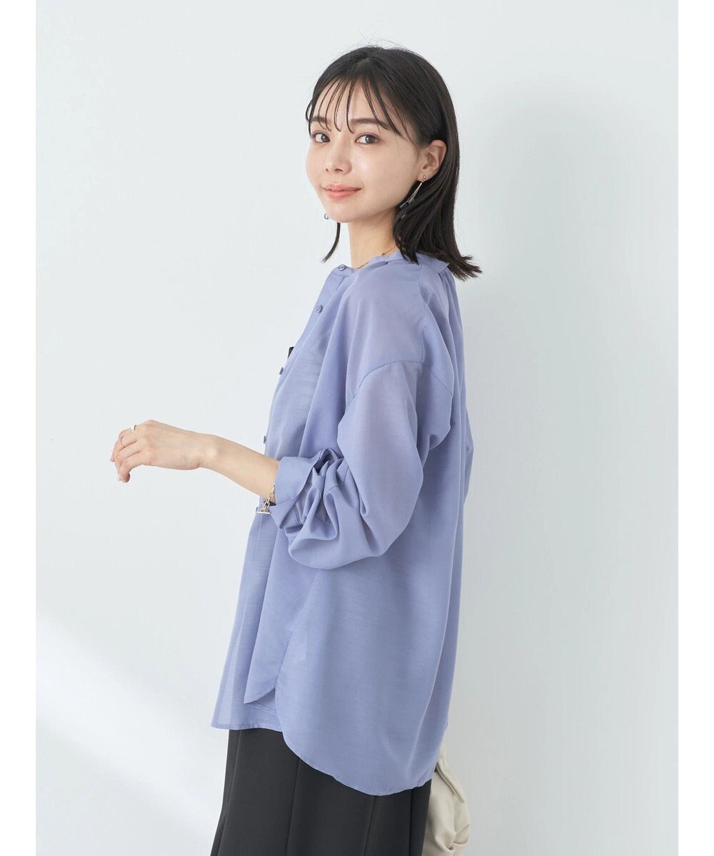 earth music&ecology シアーギャザーネックブラウス 