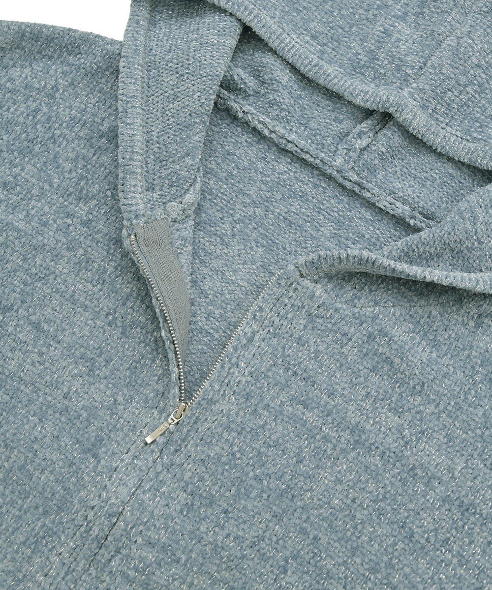 earth music&ecology ベロアフーディージップニットカーディガン 