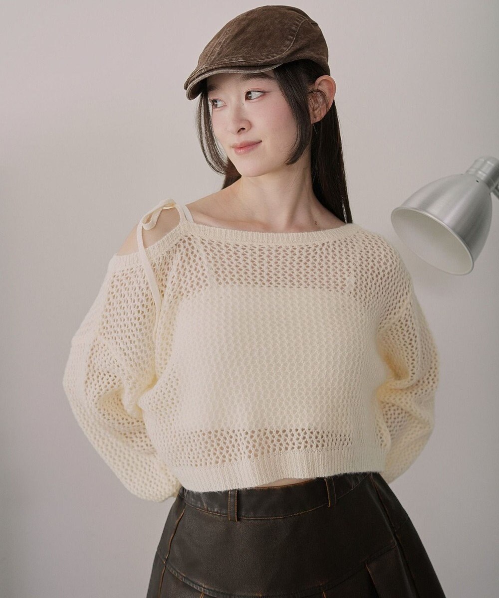 WEGO モヘアタッチ2WAYワンショルニット 