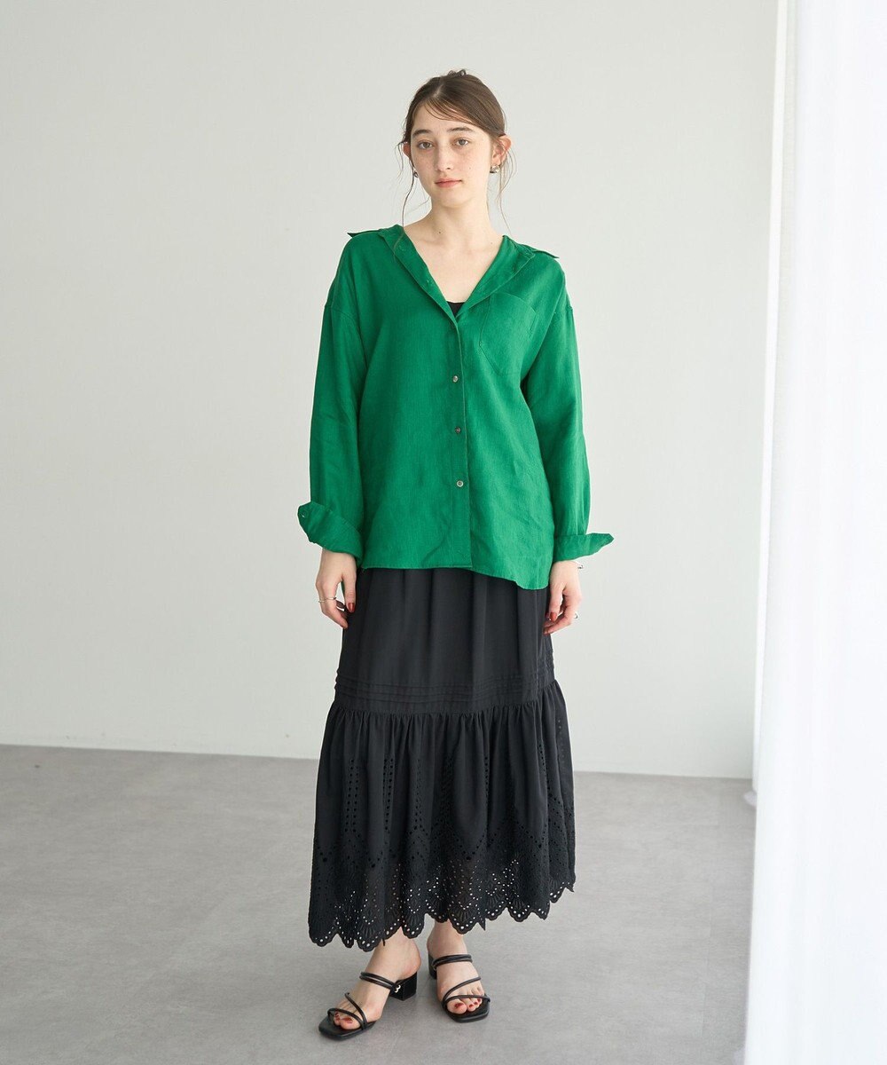 YECCA VECCA アイレット刺繍ギャザーフレアスカート 