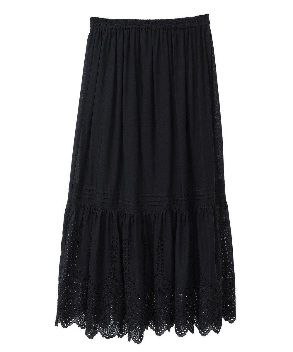 YECCA VECCA アイレット刺繍ギャザーフレアスカート 