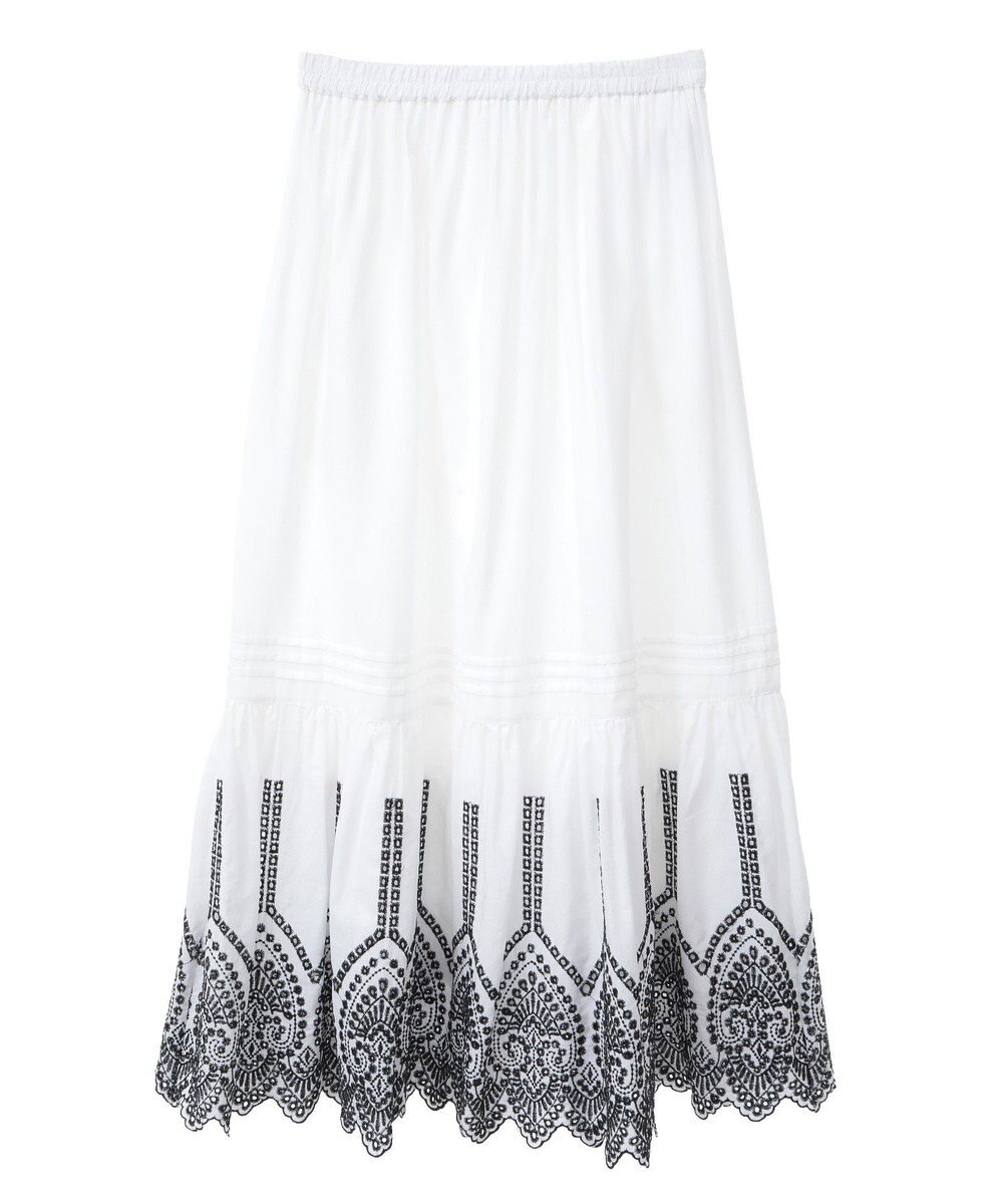 YECCA VECCA アイレット刺繍ギャザーフレアスカート 