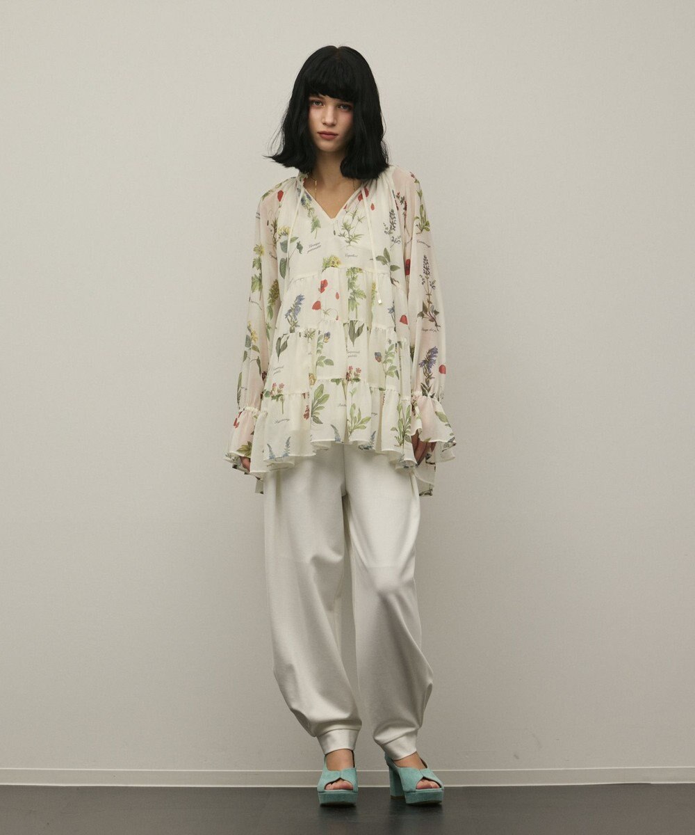 GRACE CONTINENTAL ボタニカルプリントチュニックトップ 