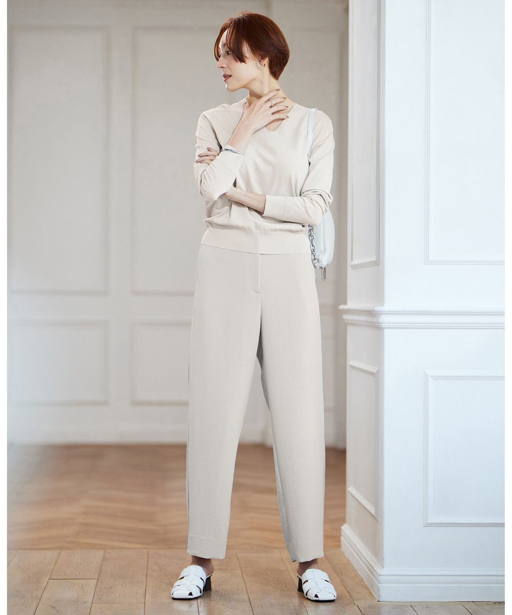 ICB L 【洗える】 ダブルクロスクレープ ストレートパンツ 