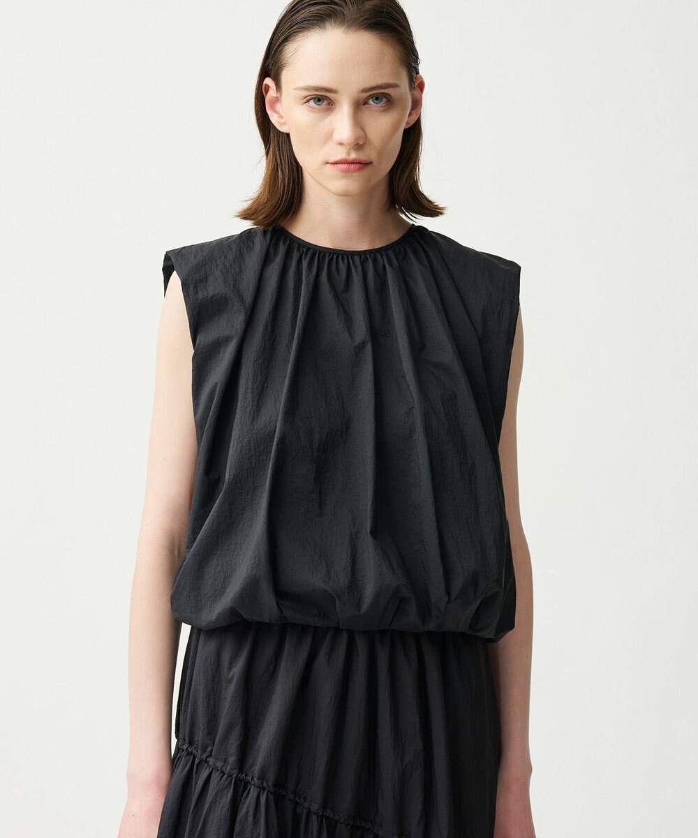 uncrave シアープルーフナイロン ギャザーブラウス 