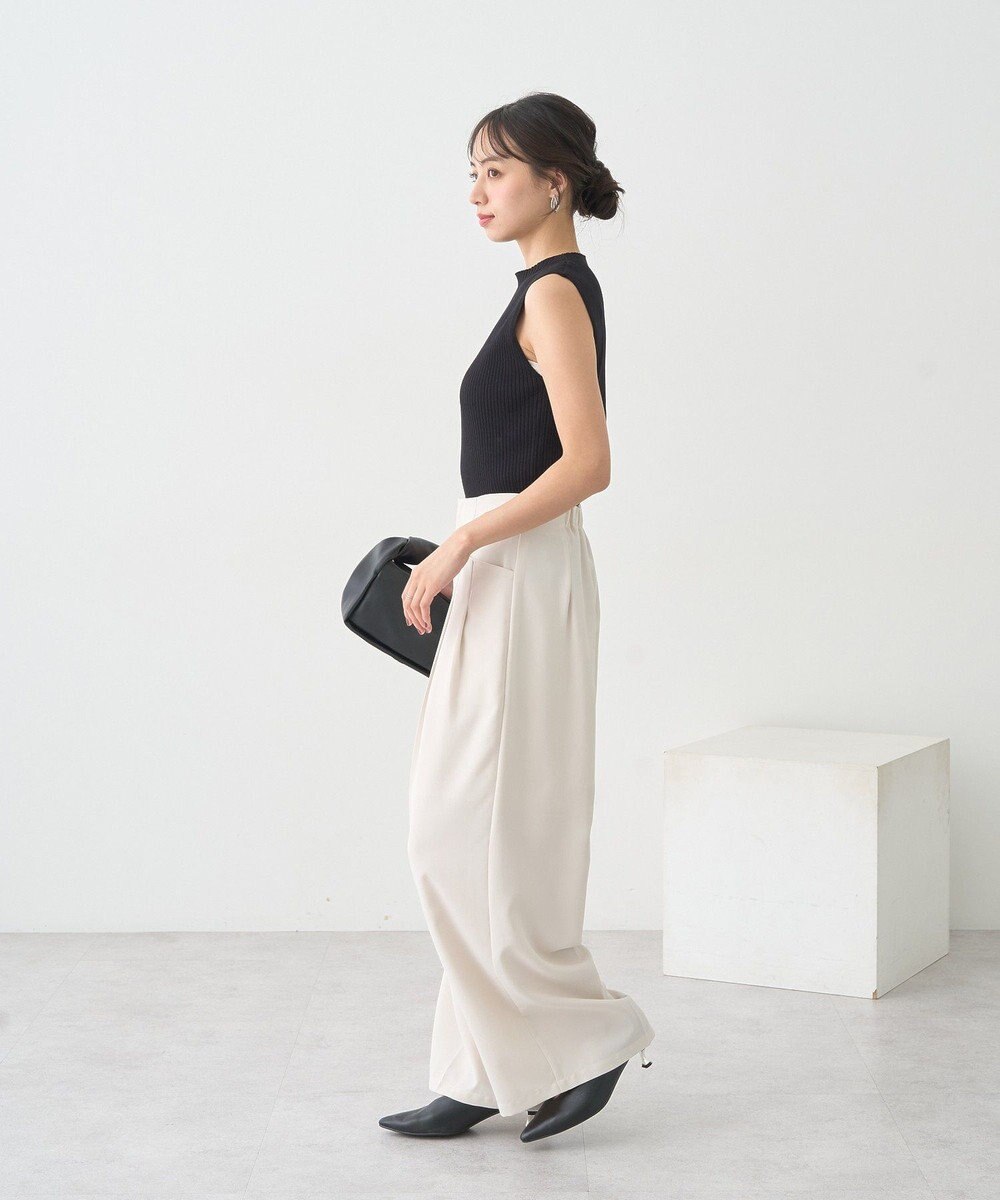 earth music&ecology ランダムリブボトルネックノースリーブニット 