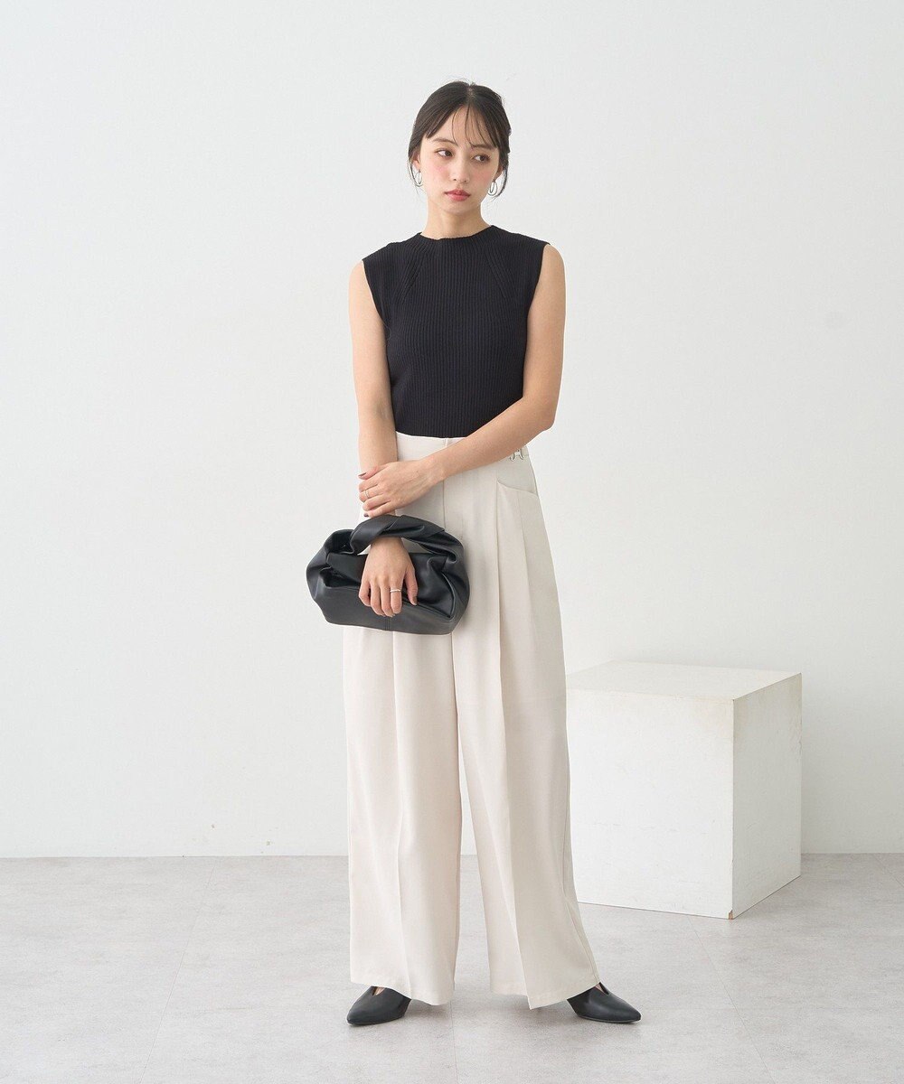 earth music&ecology ランダムリブボトルネックノースリーブニット 