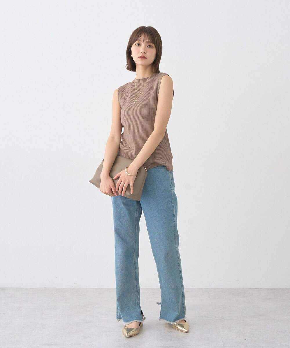 earth music&ecology ランダムリブボトルネックノースリーブニット 