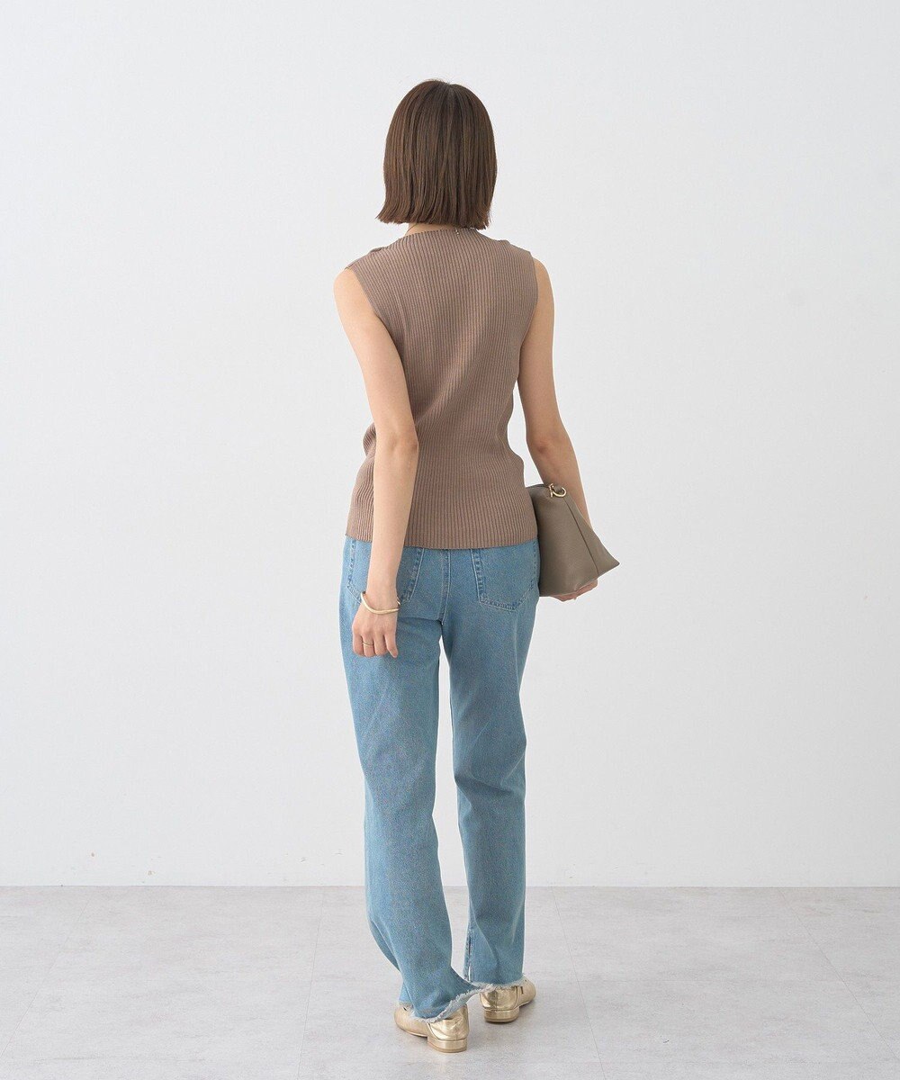 earth music&ecology ランダムリブボトルネックノースリーブニット 