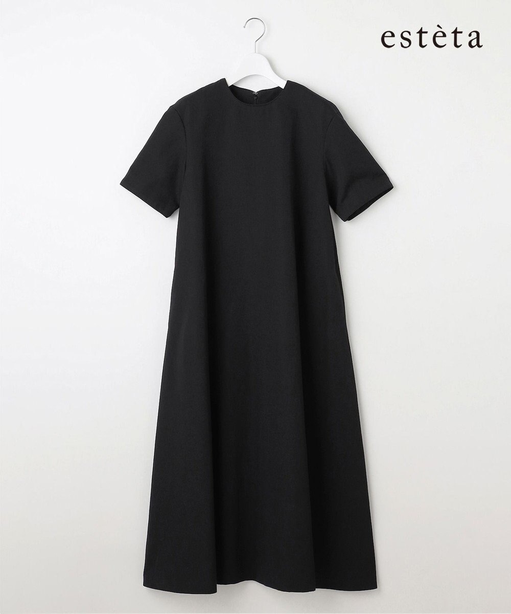 23区 【エステータ】ウールリネン 半袖フレアワンピース 