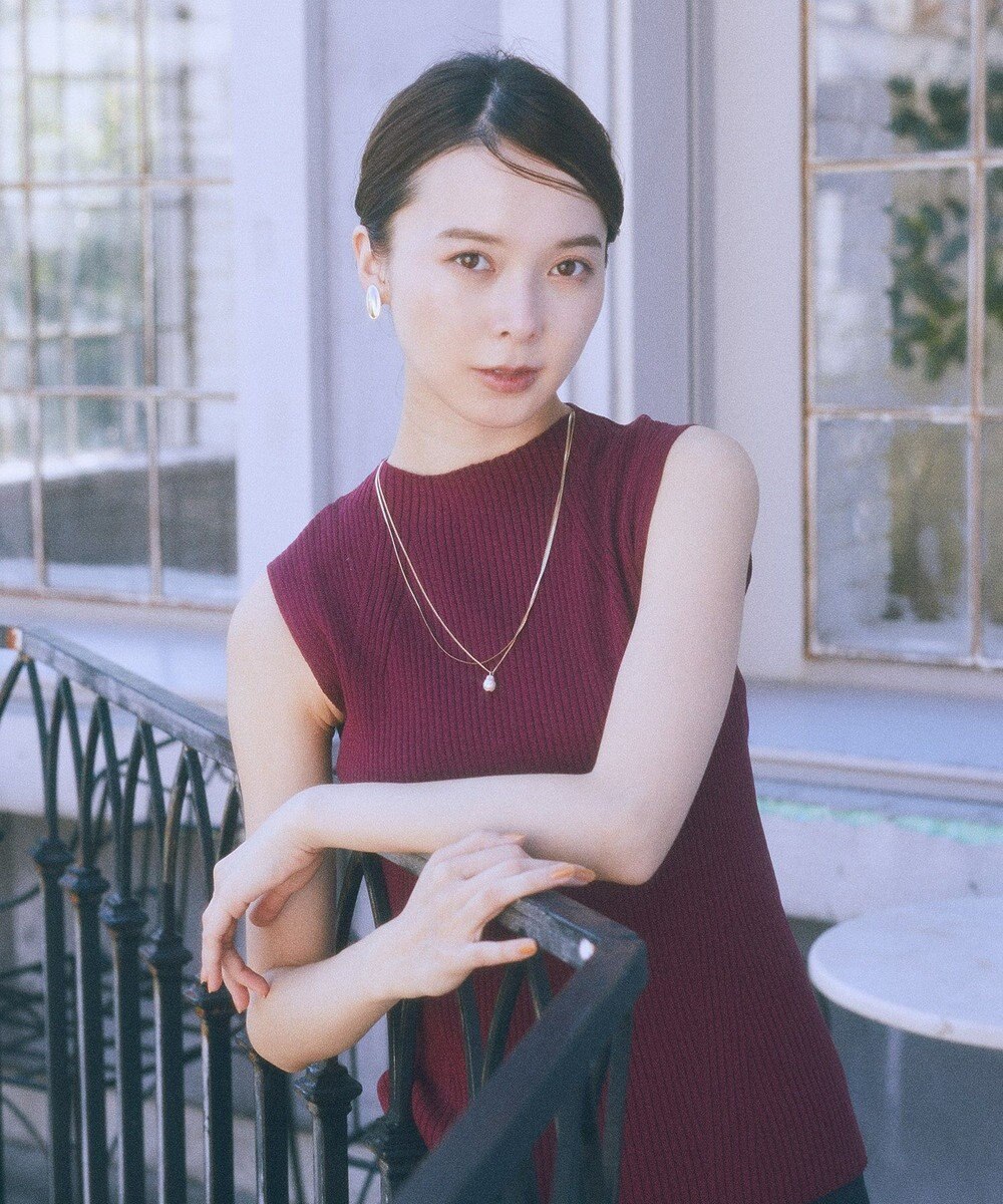 earth music&ecology ランダムリブボトルネックノースリーブニット 