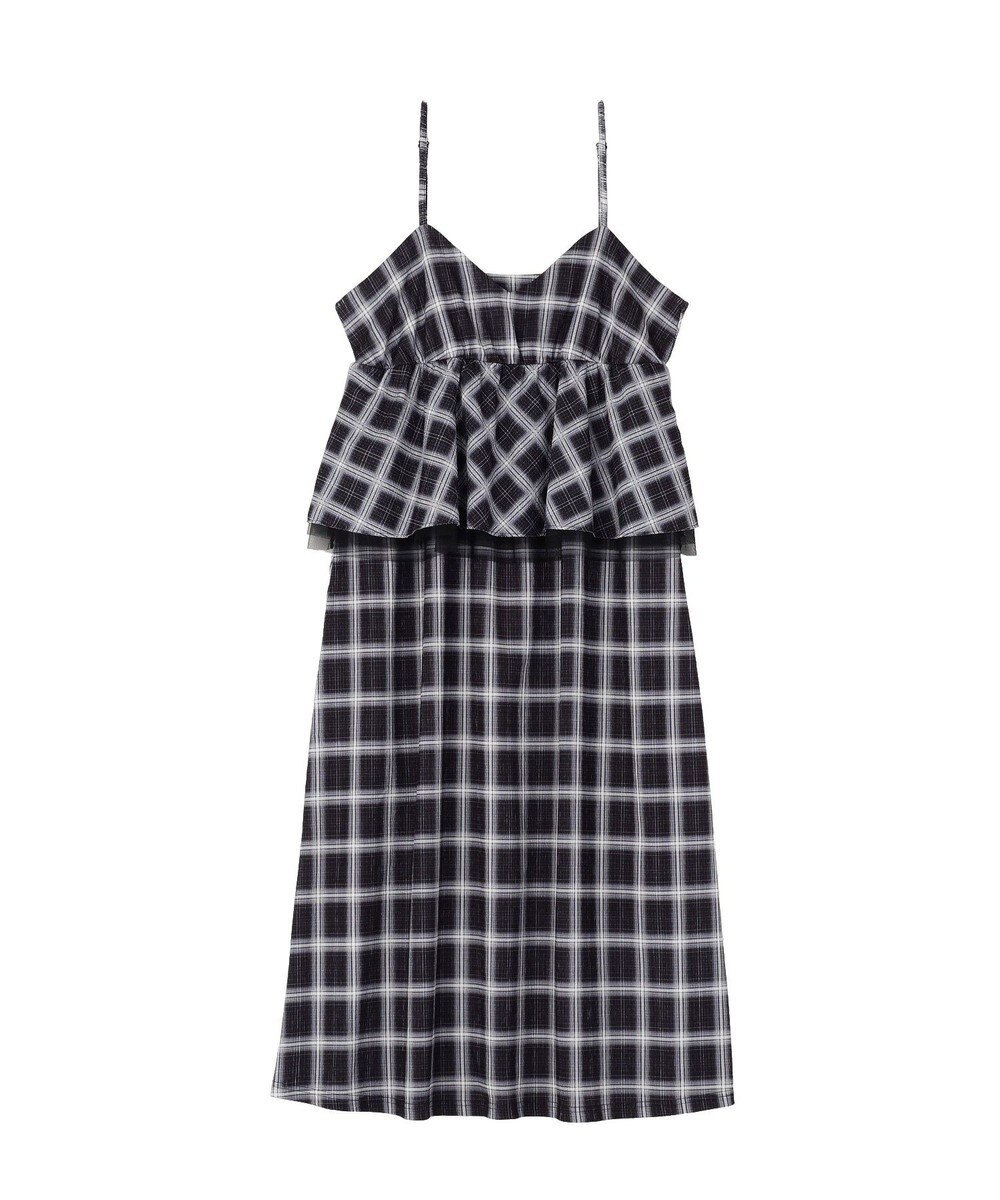 Green Parks ペプラムチェックキャミワンピース 
