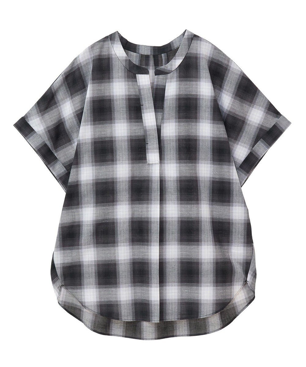 Green Parks 綿麻混フレンチスリーブスキッパーシャツ 