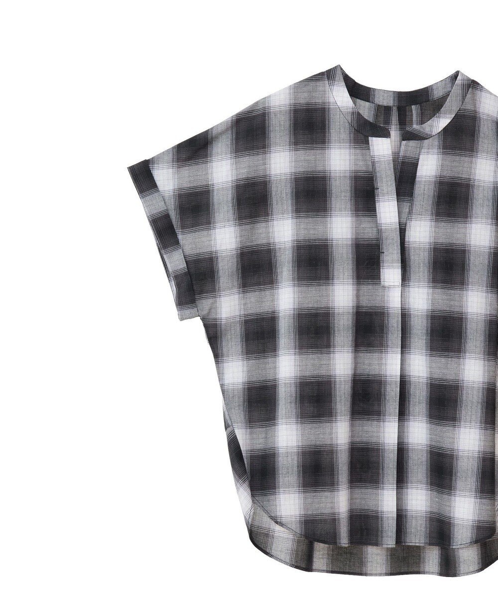 Green Parks 綿麻混フレンチスリーブスキッパーシャツ 