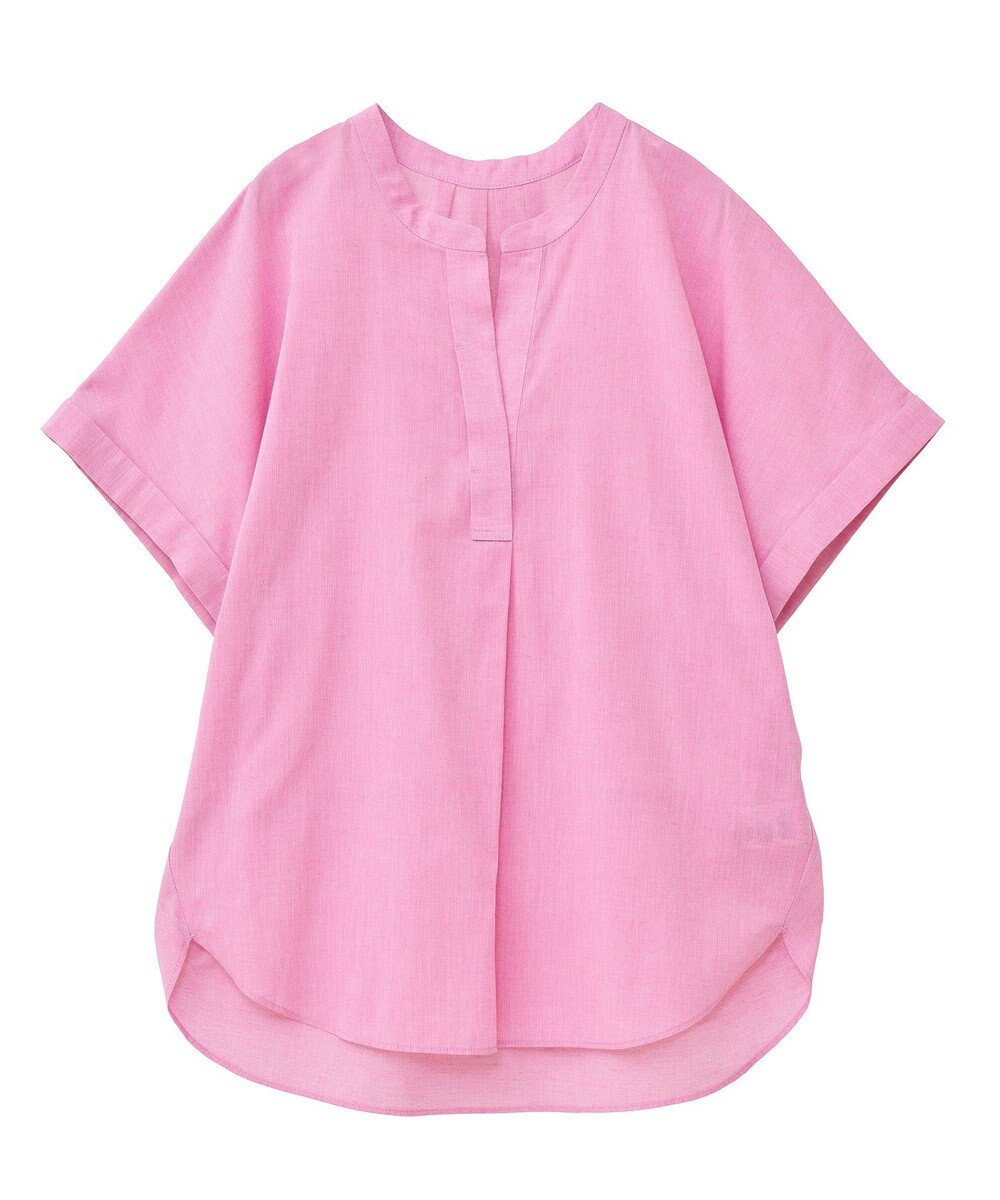 Green Parks 綿麻混フレンチスリーブスキッパーシャツ 