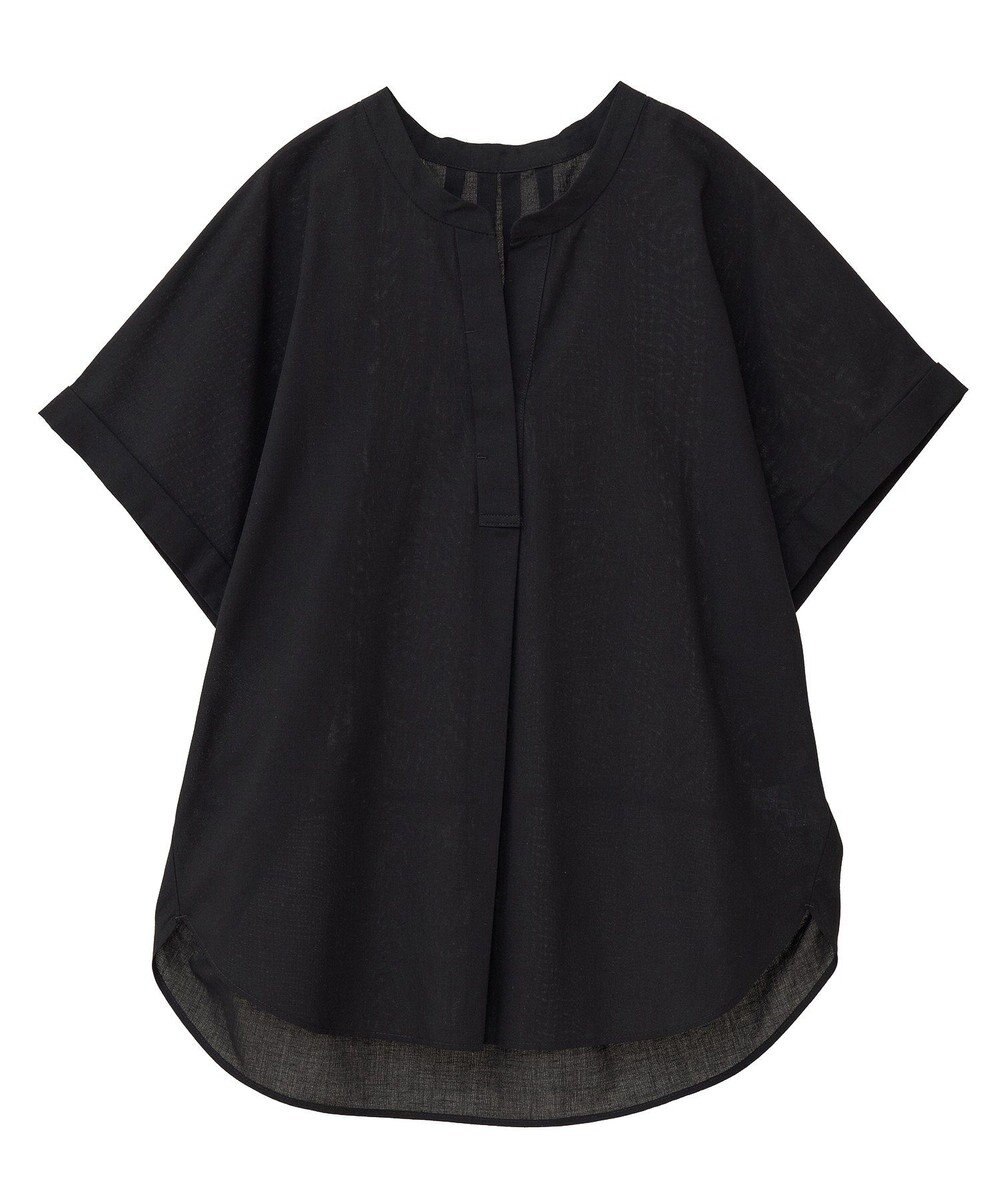 Green Parks 綿麻混フレンチスリーブスキッパーシャツ 