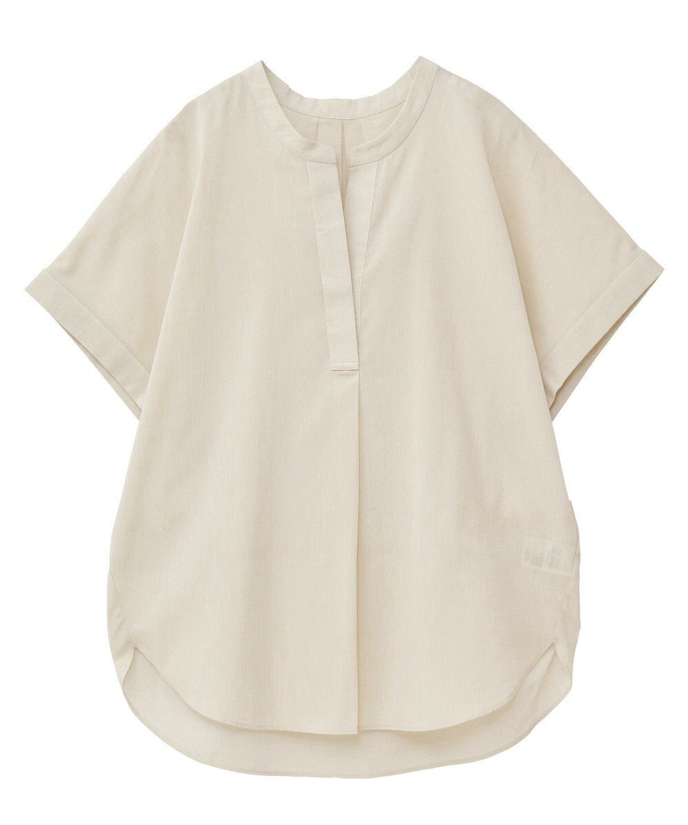 Green Parks 綿麻混フレンチスリーブスキッパーシャツ 
