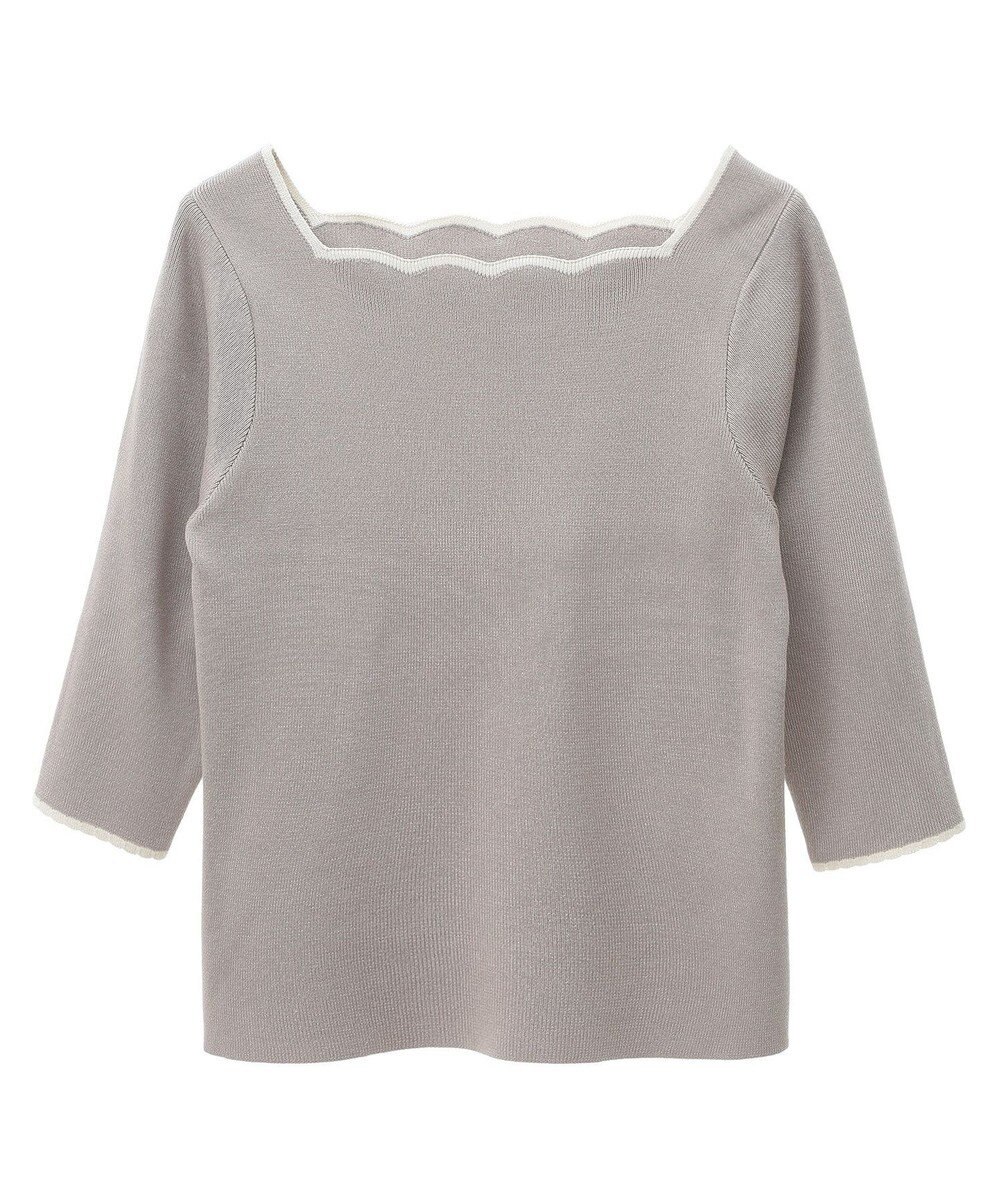 earth music&ecology 襟袖スカラップ配色プルオーバー 