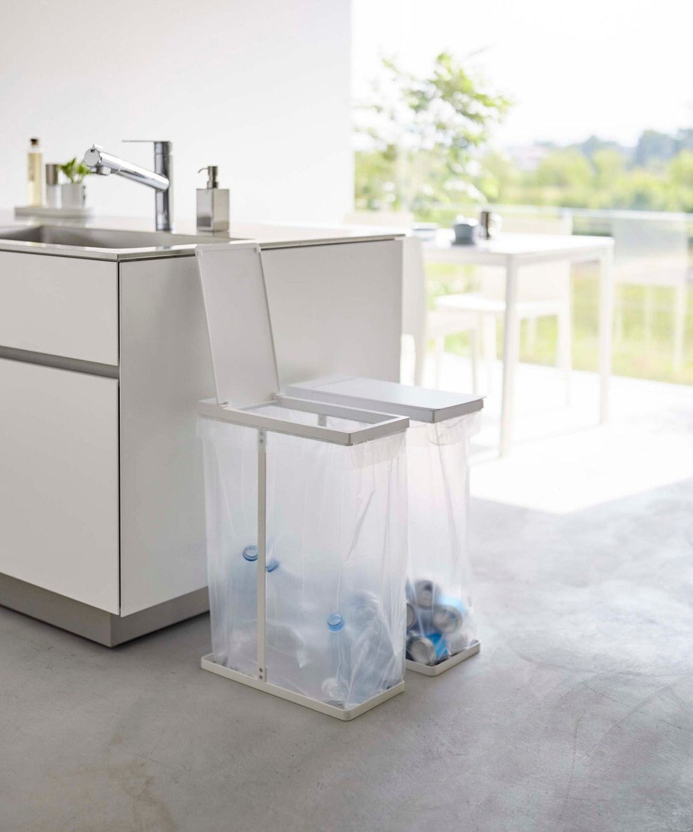 tower スリム蓋付き分別ゴミ袋ホルダー タワー 45L 2個組 ホワイト 