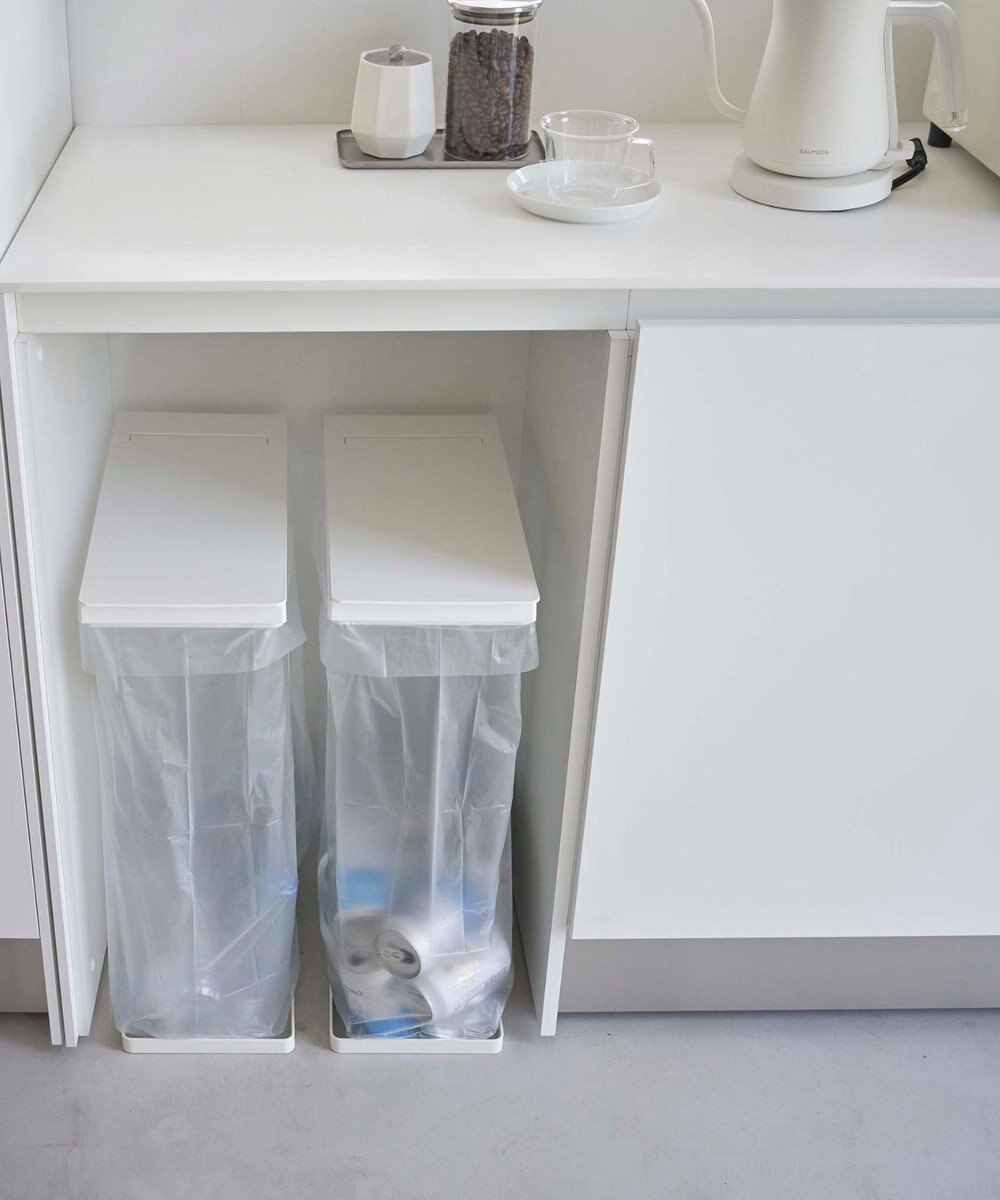 tower スリム蓋付き分別ゴミ袋ホルダー タワー 45L 2個組 ホワイト 