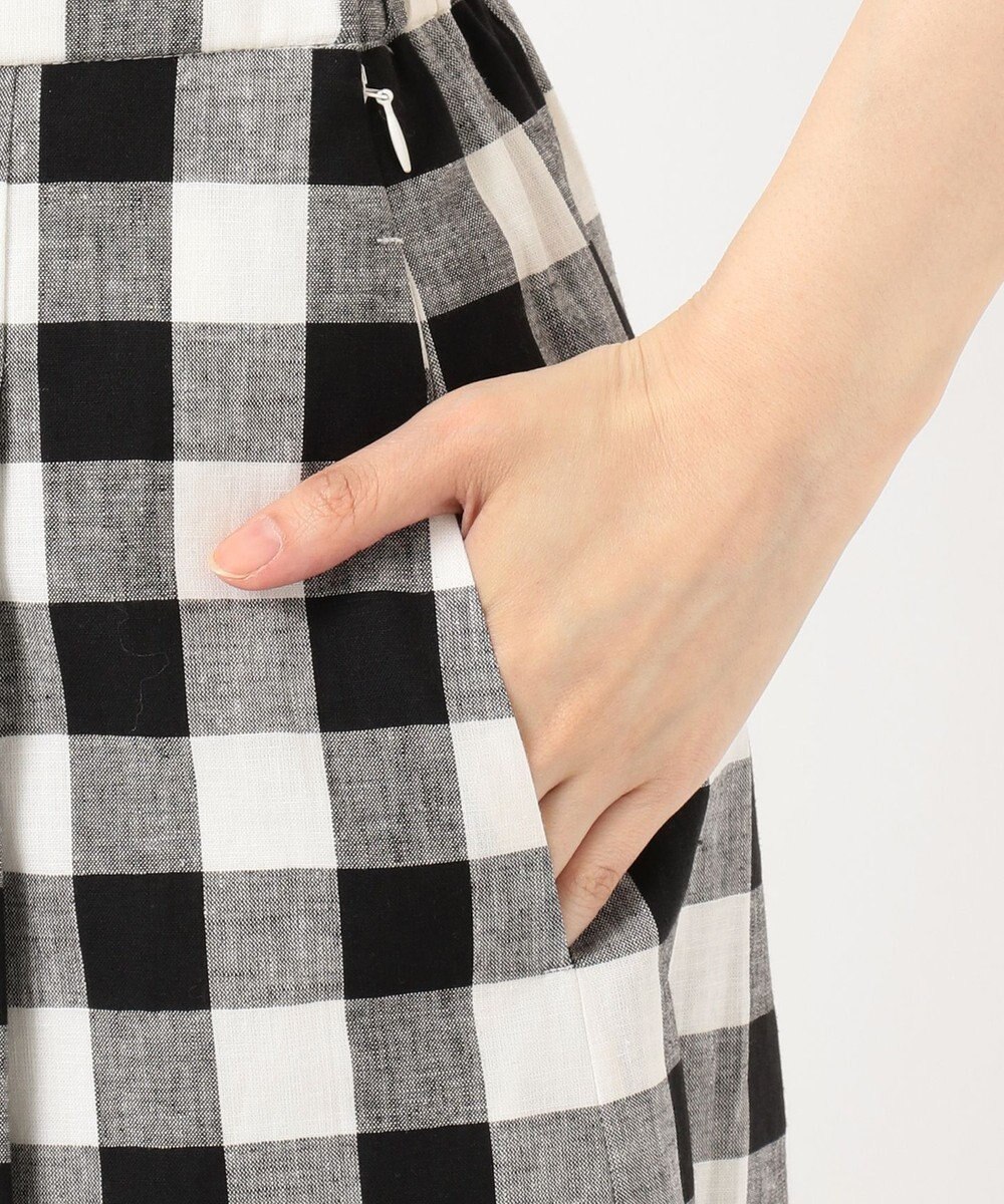 J.PRESS LADIES 【洗える】BEZコットンリネンブロックギンガム スカート 