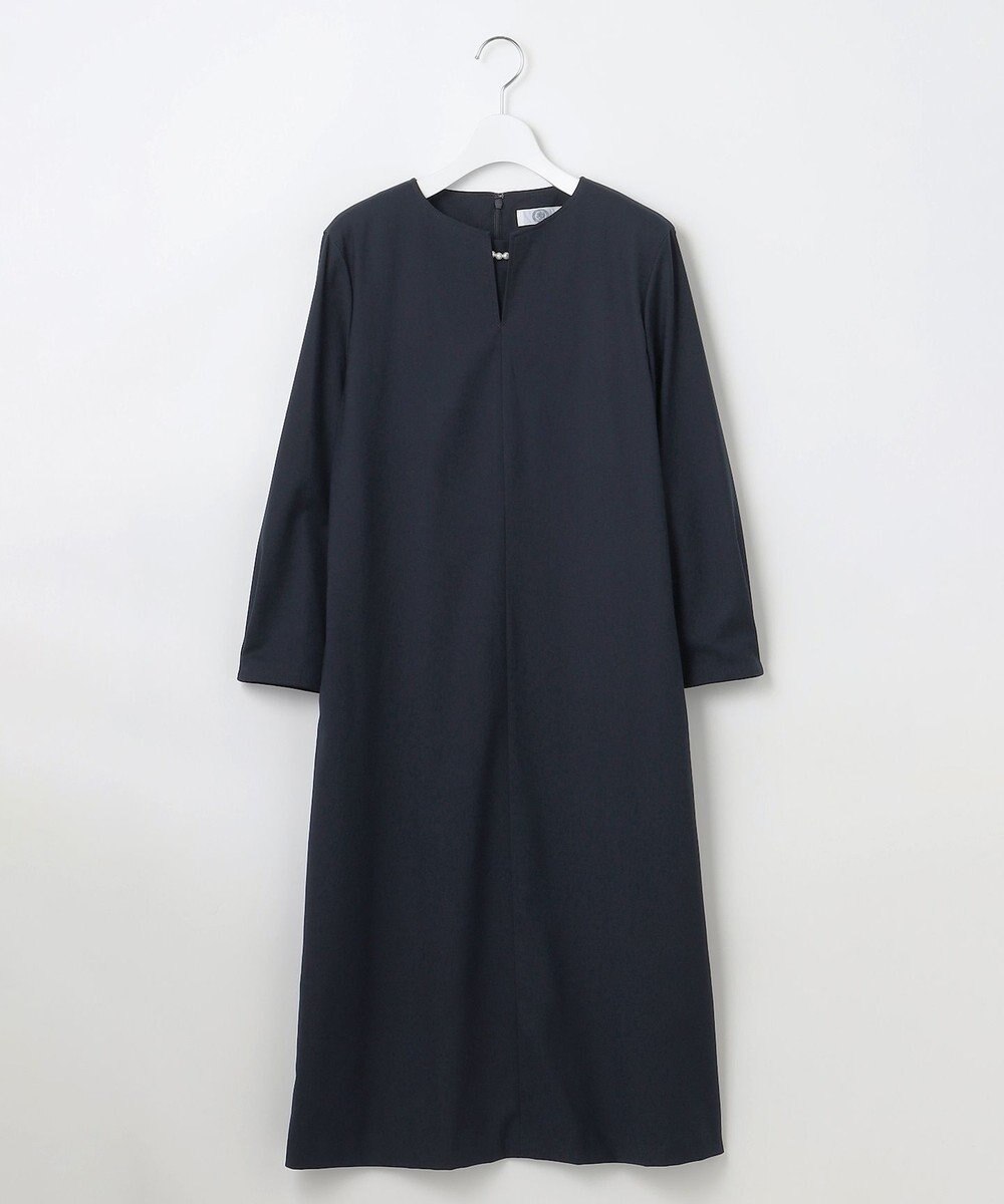 J.PRESS LADIES L 【洗える】T/Rウォッシャブルギャバ パール釦 ワンピース 