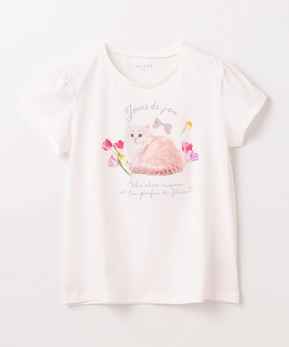 ANY KIDS フォトプリント ネコ Tシャツ 