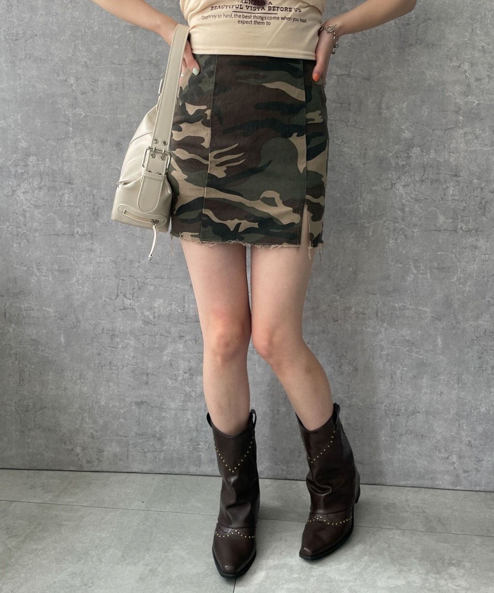 WEGO カモフラージュタイトミニスカート 