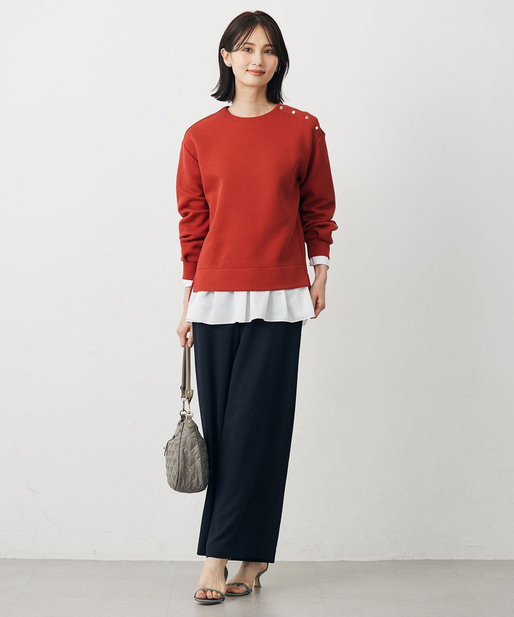 J.PRESS LADIES L 【洗える・吸水速乾・接触冷感・セットアップ対応】Light ジョーゼット ワイド パンツ 