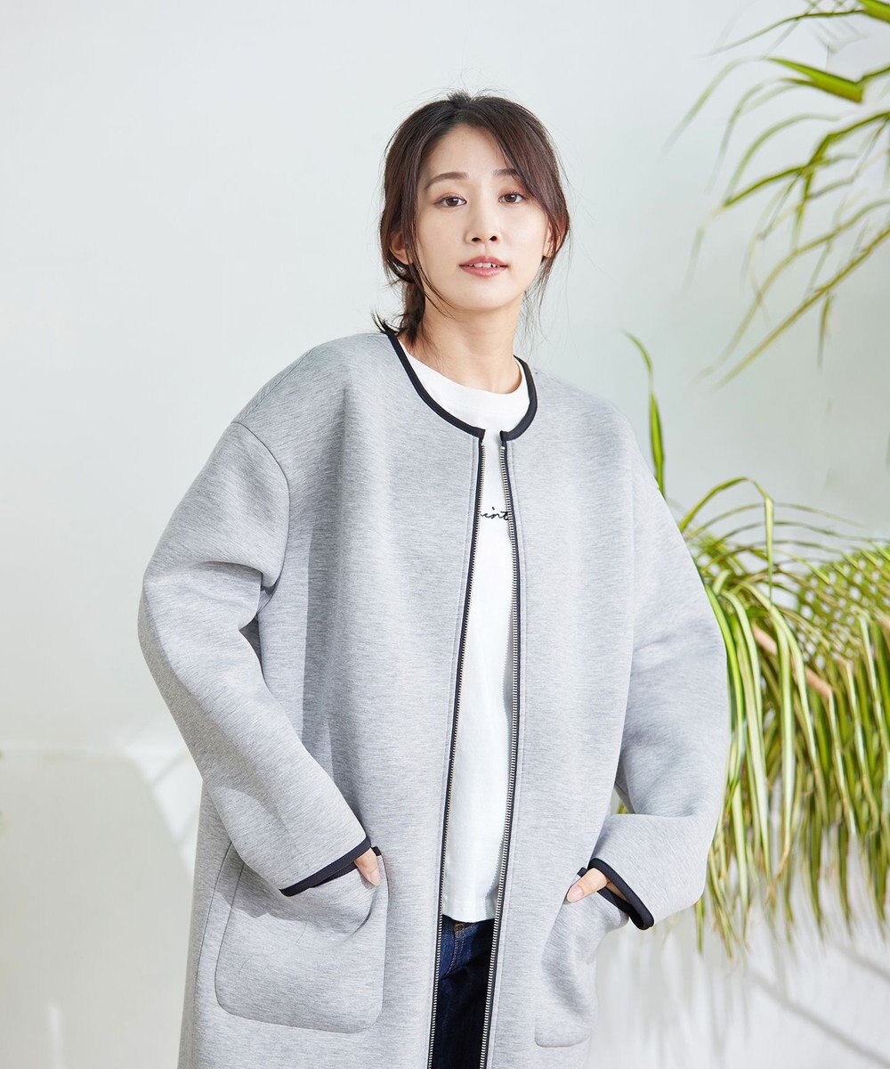 Tiaclasse L パイピングノーカラーダンボールコート 