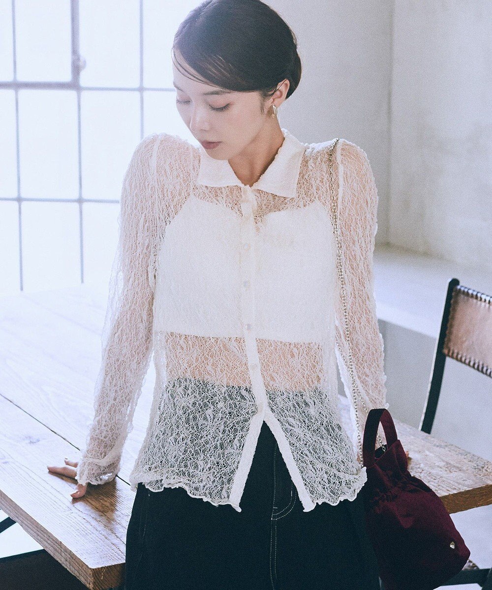 earth music&ecology ストレッチレースシャツ 