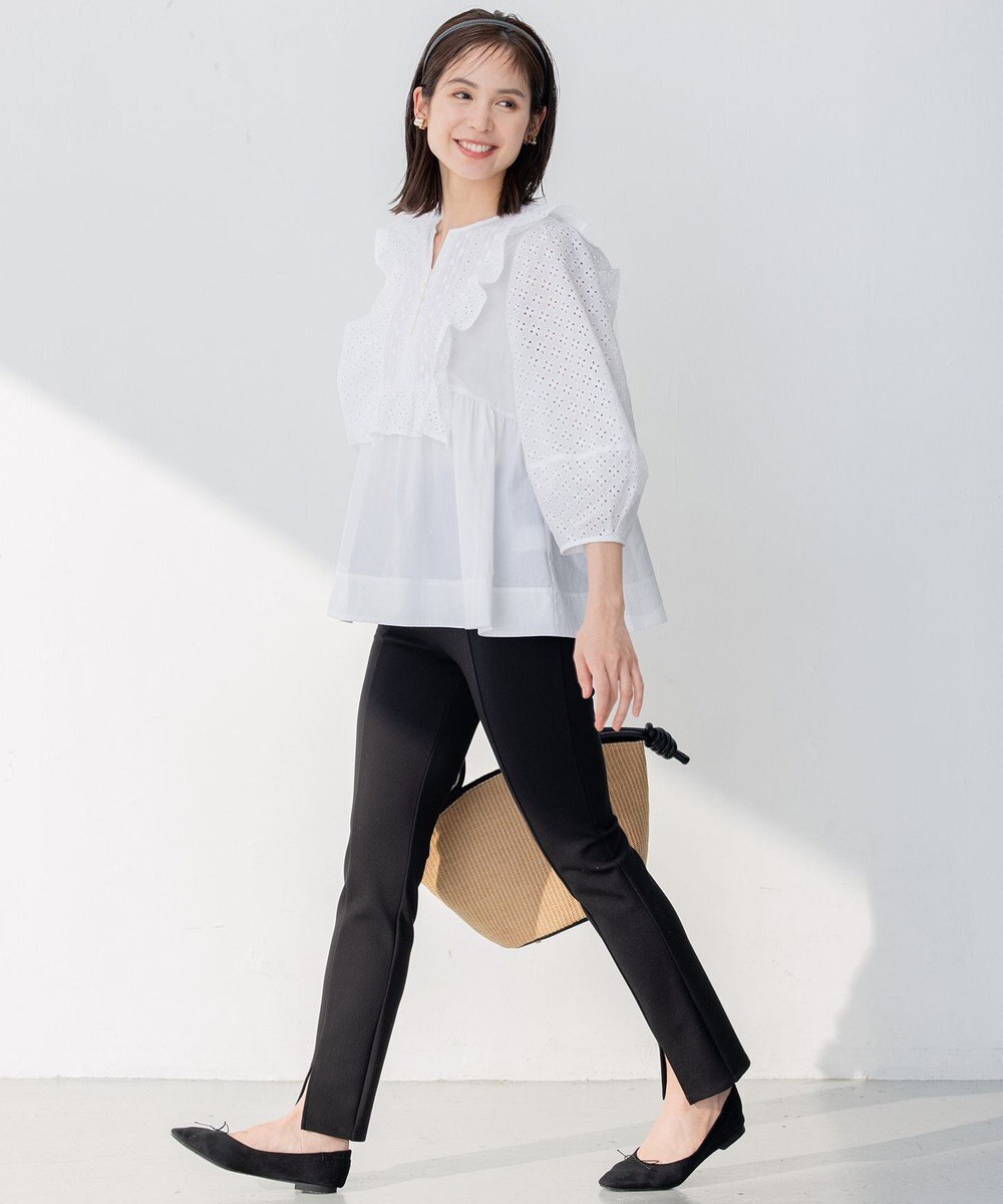 組曲 S 【WEB限定色あり】レースコンビシャーティング ブラウス 