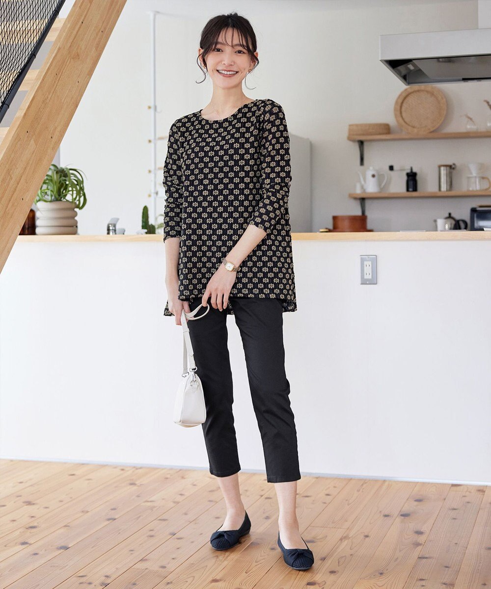 Tiaclasse 【洗える】花柄カットレースフレアトップス 