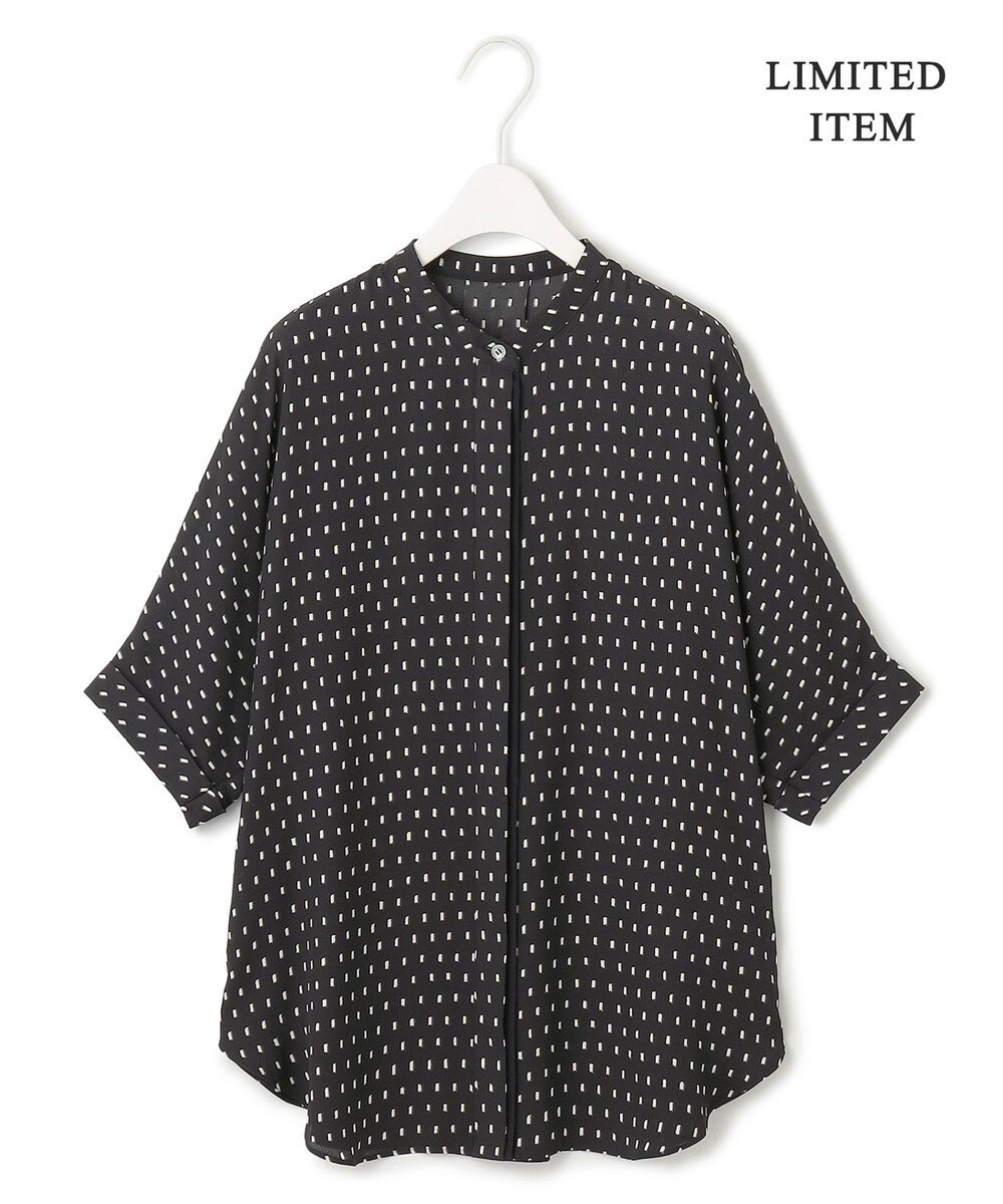 ICB L 【人気のため新色追加・接触冷感・UVケア・速乾・洗える】BackSatinAmunzen 5分袖バンドカラーブラウス 