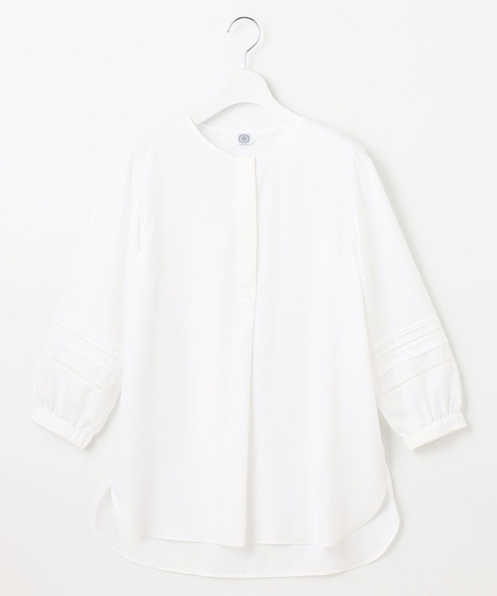 J.PRESS LADIES 【洗える】ポリエステルスパンソフトクロス レース ブラウス 