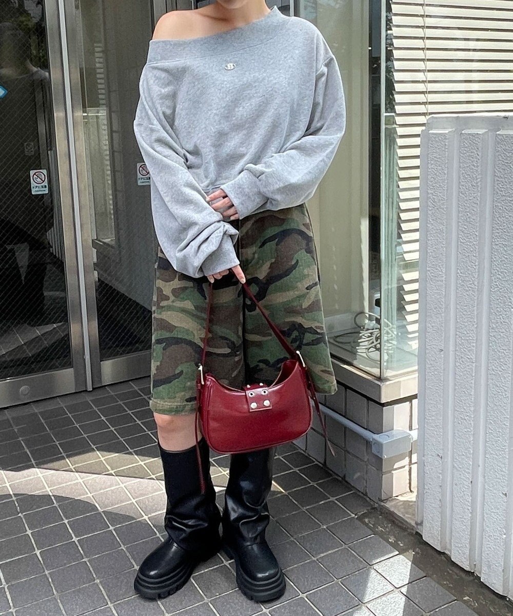 WEGO ワンポイントオフショルスウェット 