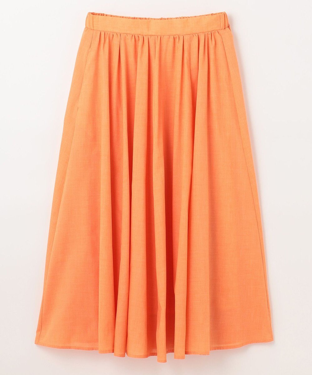 ANY 【ウエストゴム/ポケット付】シャンブレーライク フレアスカート 