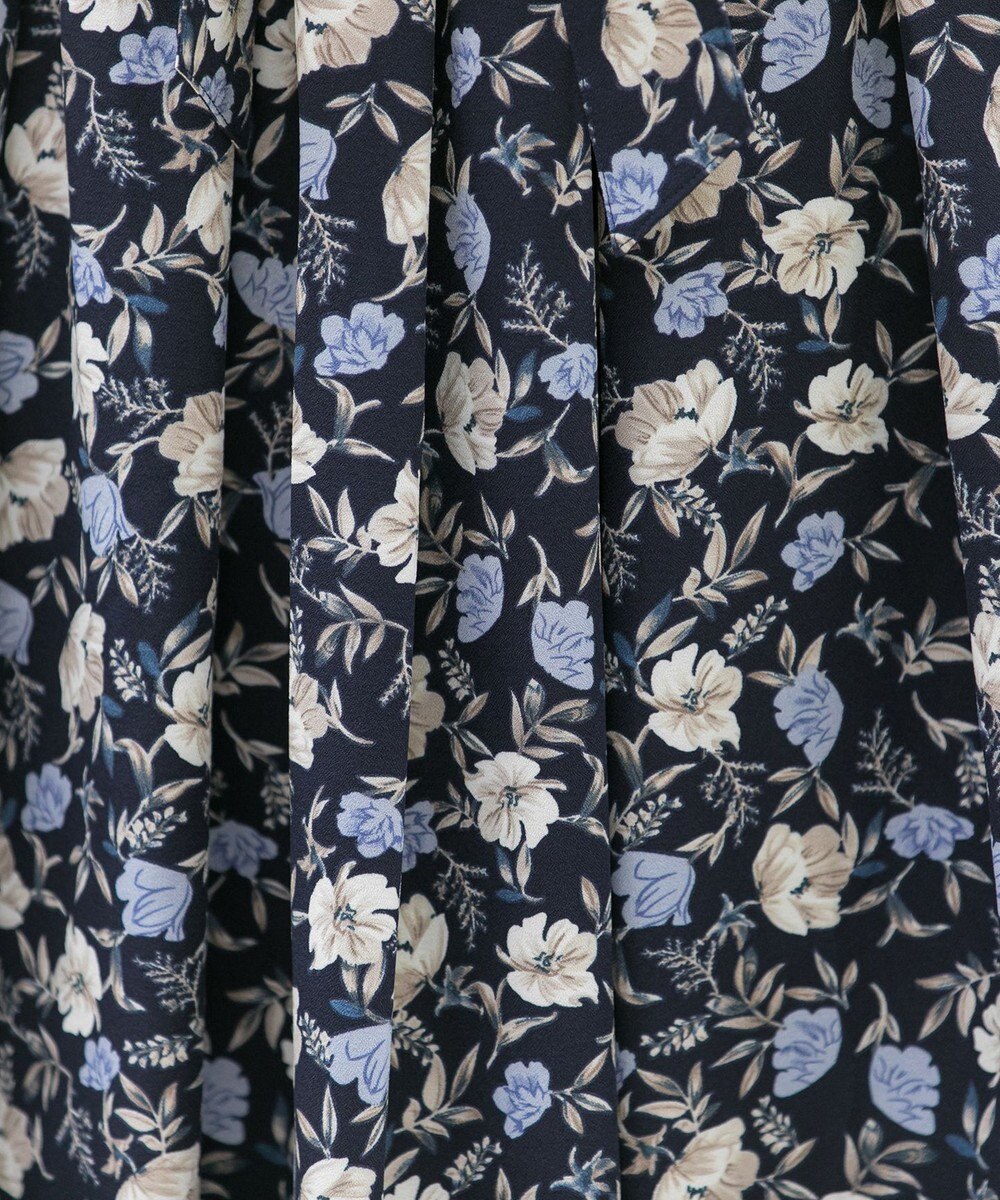 Tiaclasse 【洗える】異素材を組み合わせた花柄リブニットコンビワンピース 