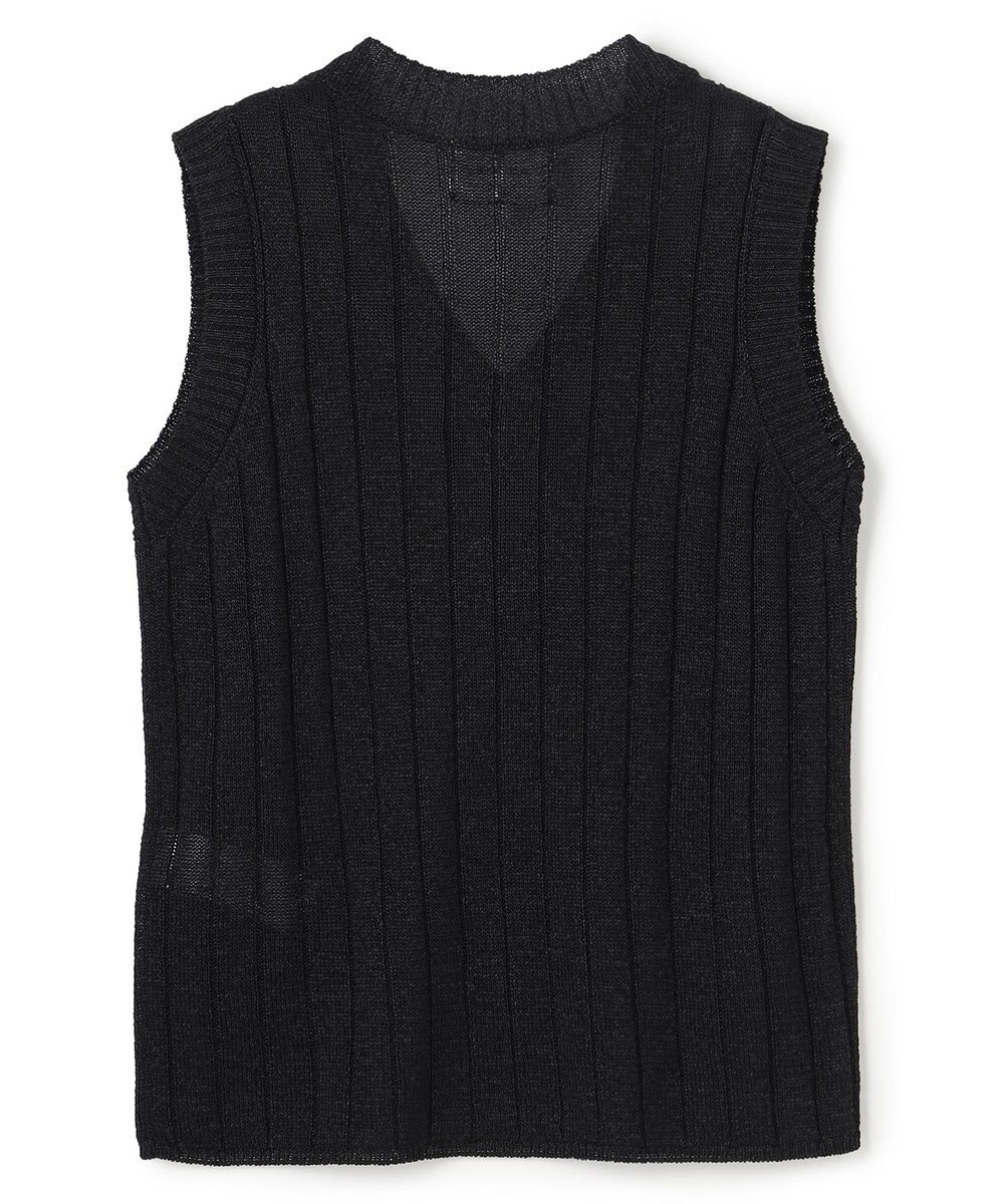 BEIGE， OPTICAL /  ペーパーヤーン Vネックリブニット 