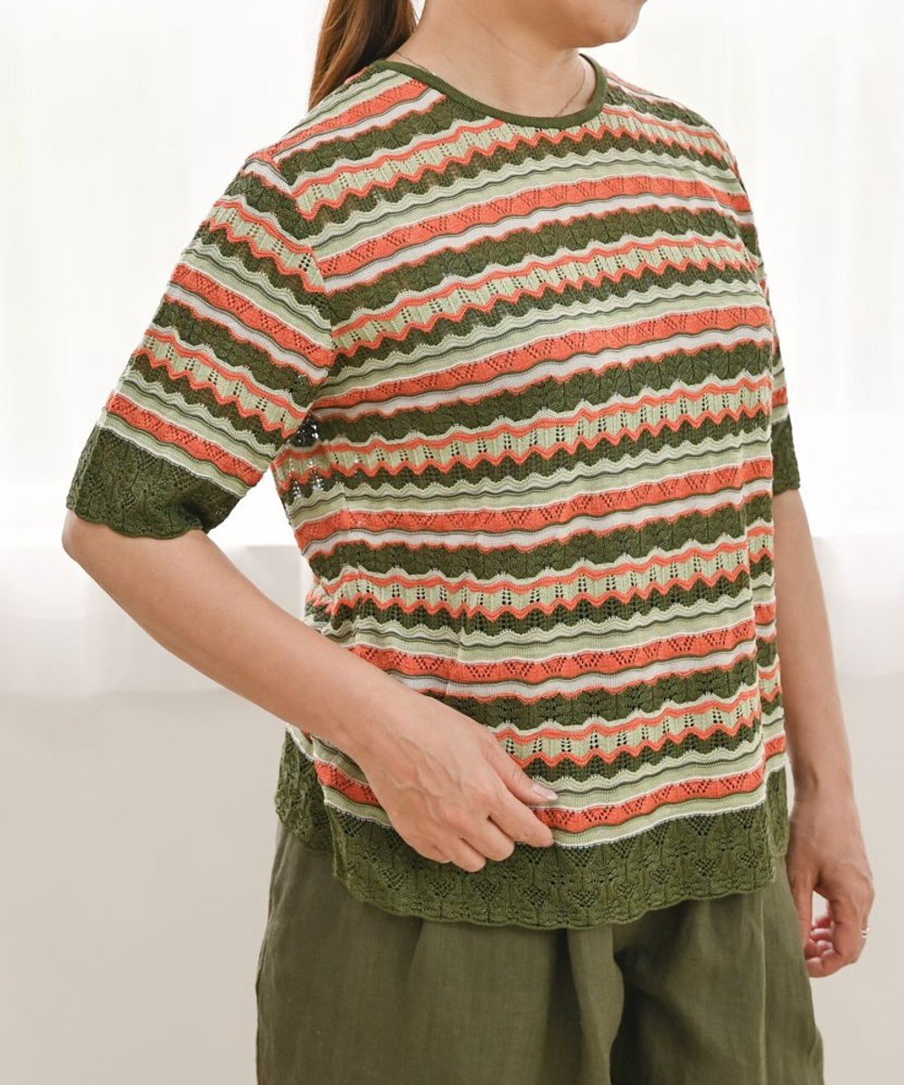手編みシルクセータープルオーバー袖丈55cm