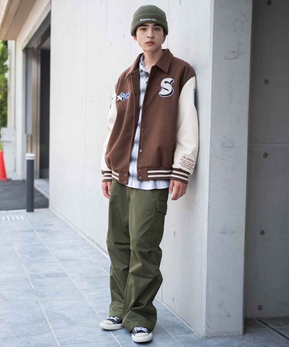 WEGO 【25年秋冬新作/ユニセックス着用ITEM/SMLサイズ展開】メルトンワッペンスタジャン 