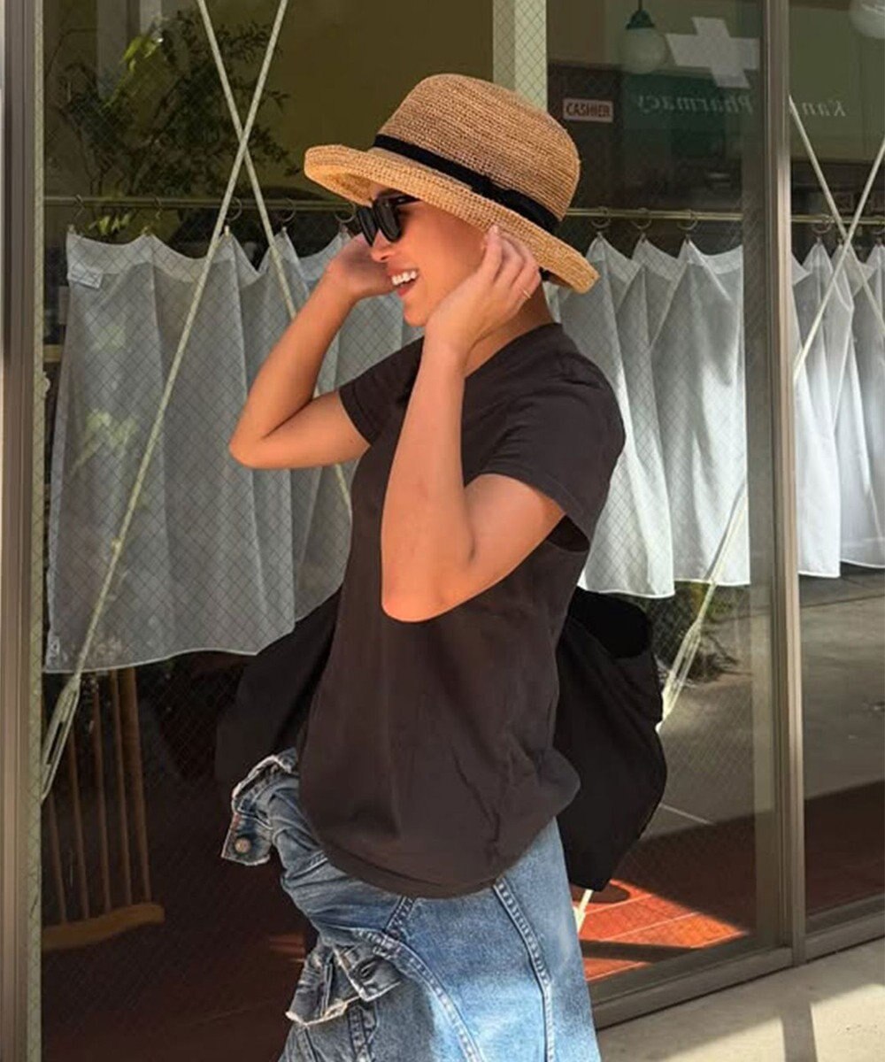 石田製帽  ラフィア糸入りかぎ編み ソフトハットセーラ 