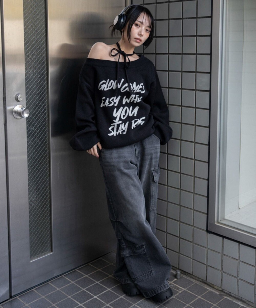 WEGO 2WAYショルダーリボンニット 