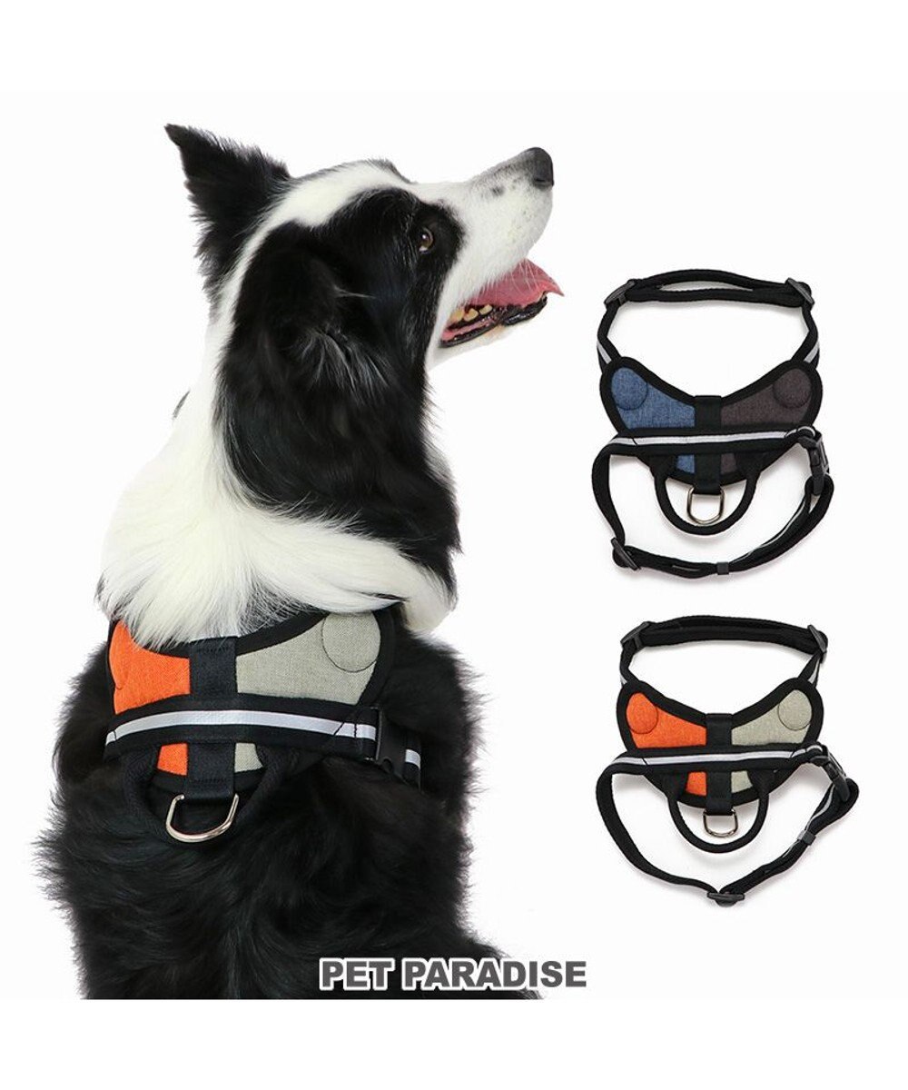 PET PARADISE ヘッドインハーネス  【Ｍ】オレンジ / ブルー 【中型犬 大型犬】 