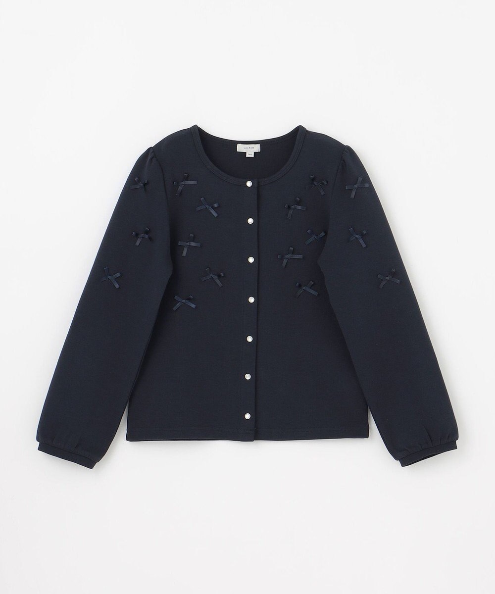ANY KIDS スナップボタン リボンカーディガン 