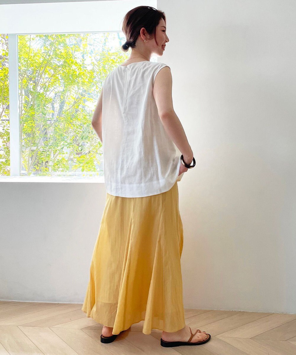 UNFILO 【撥水】レーヨン麻ライト刺繍ブラウス 