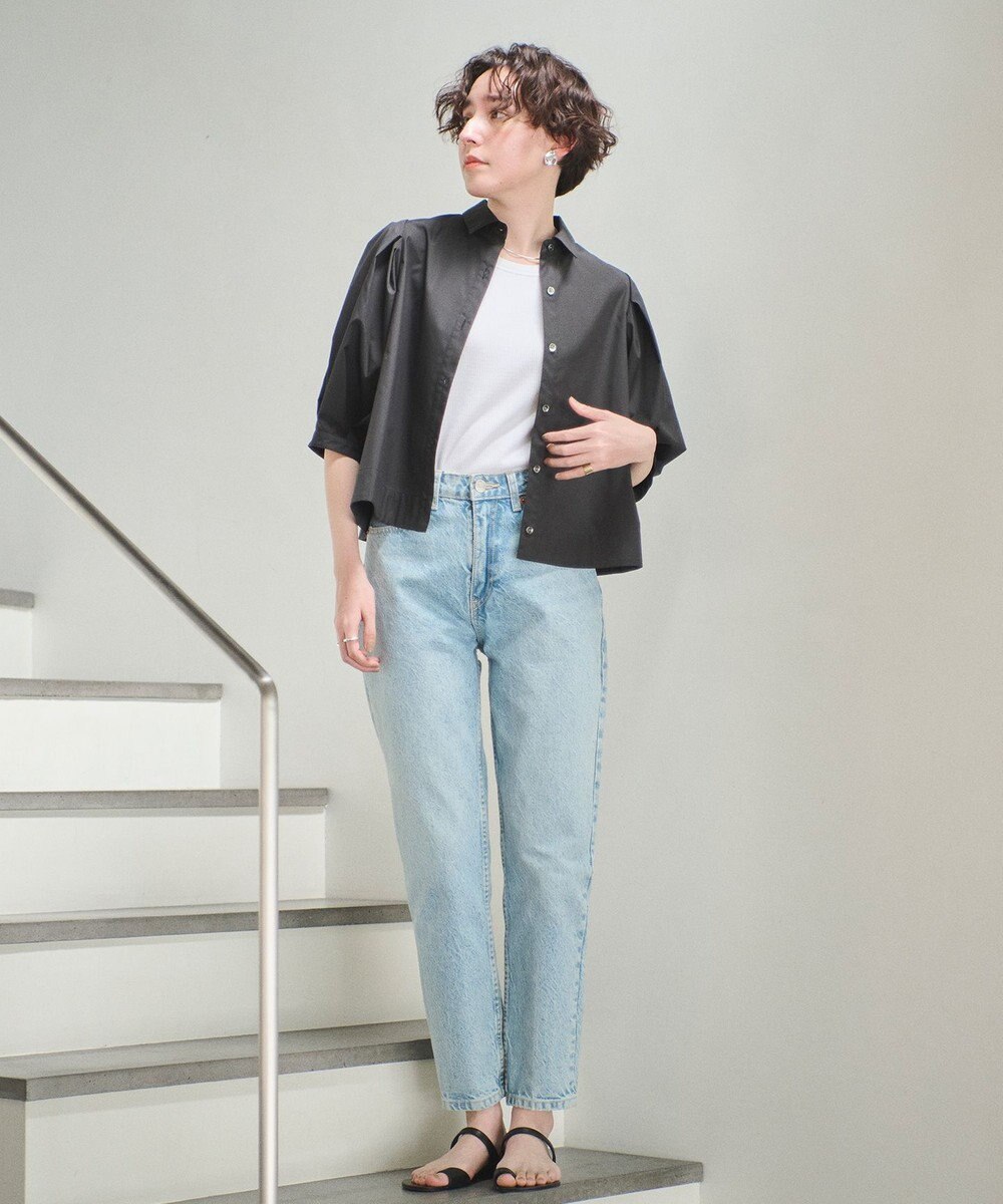 #Newans 【イージーケア】タックスリーブショート丈シャツ 