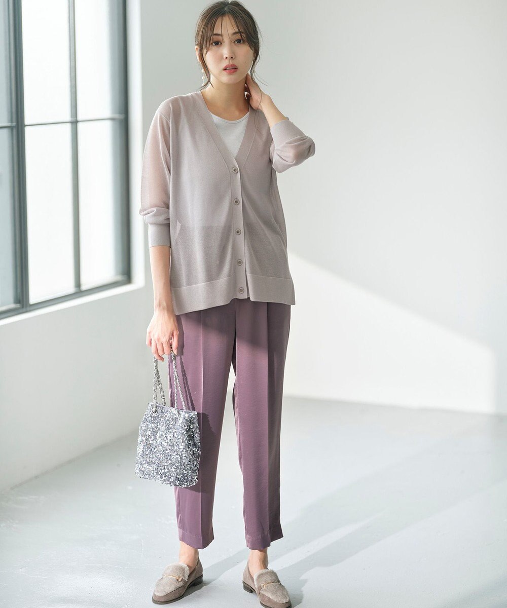 ANY SIS 【洗える】シアーVネック カーディガン 